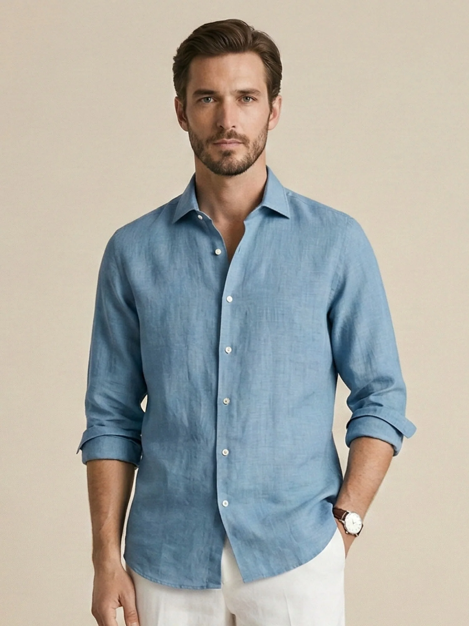 Atlantic Blue 100% Pure Linen Shirt