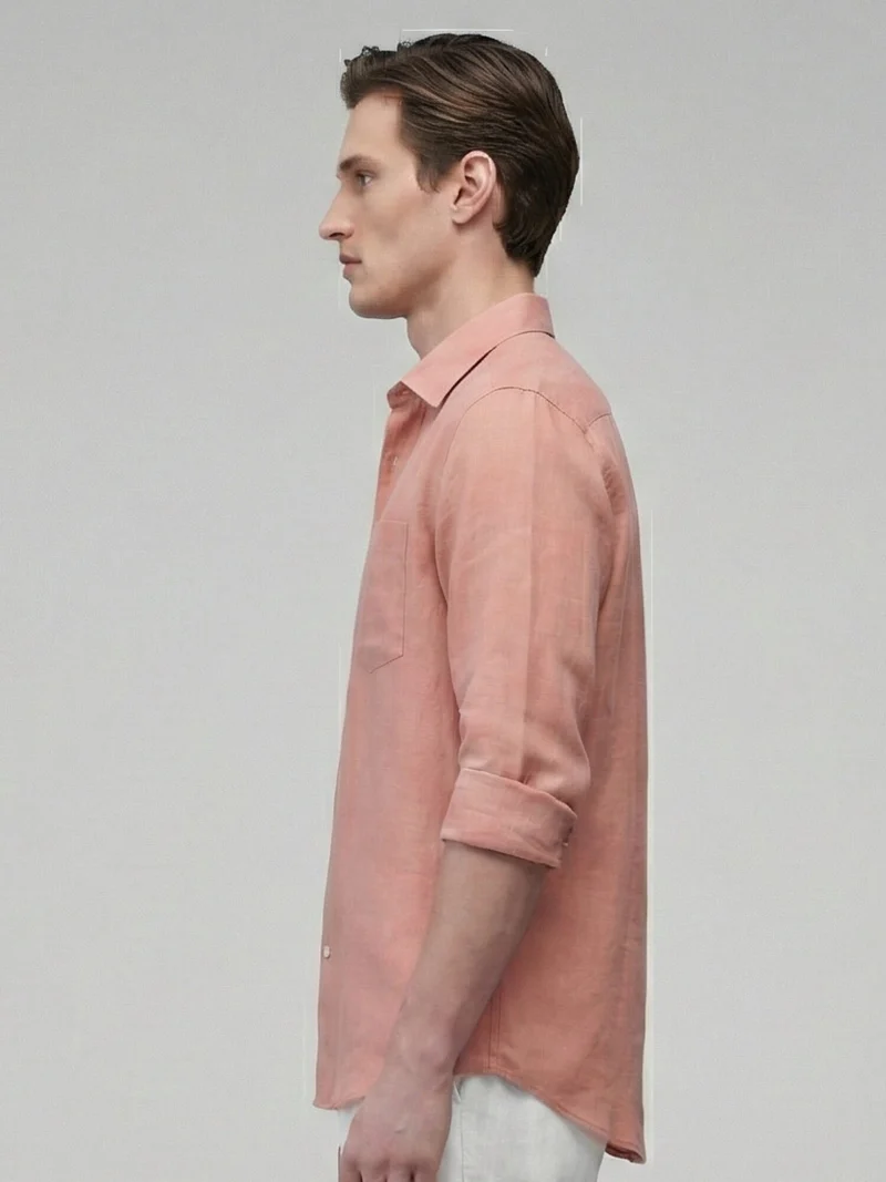 Coral Peach 100% Pure Linen Classic
