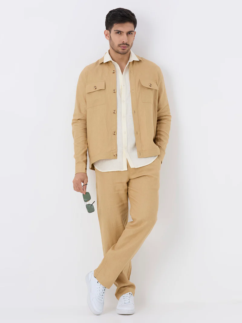 Khaki 100% Pure Linen Jacket