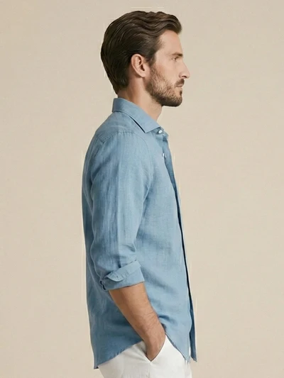 Atlantic Blue 100% Pure Linen Shirt