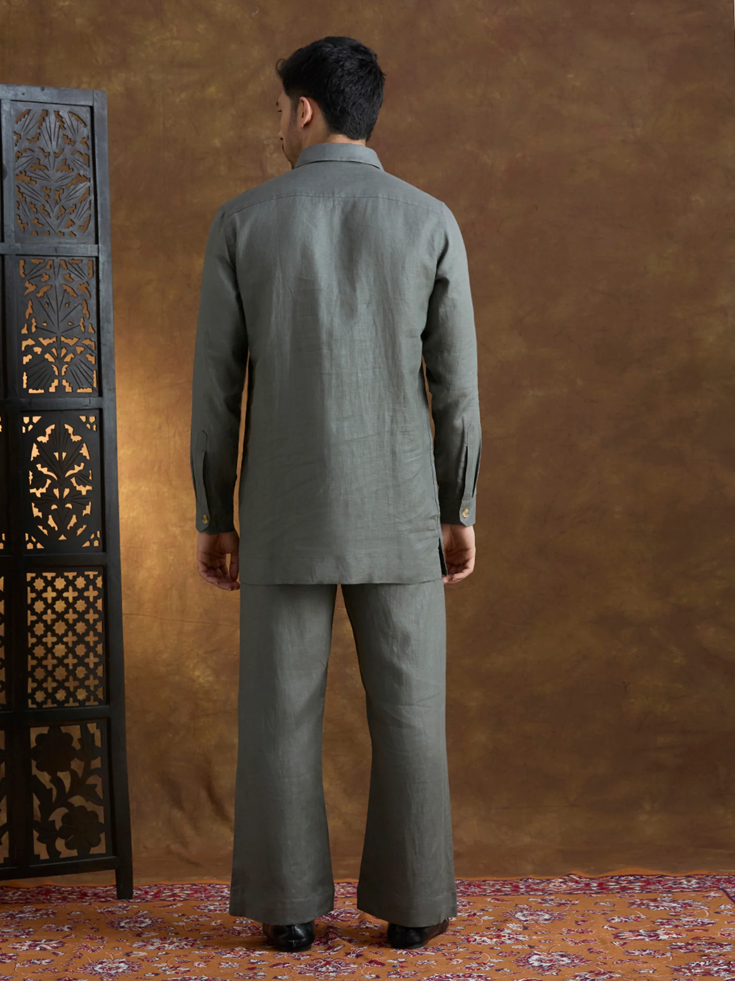 Arka | 100% Pure Linen Dark Gray Kurta Set