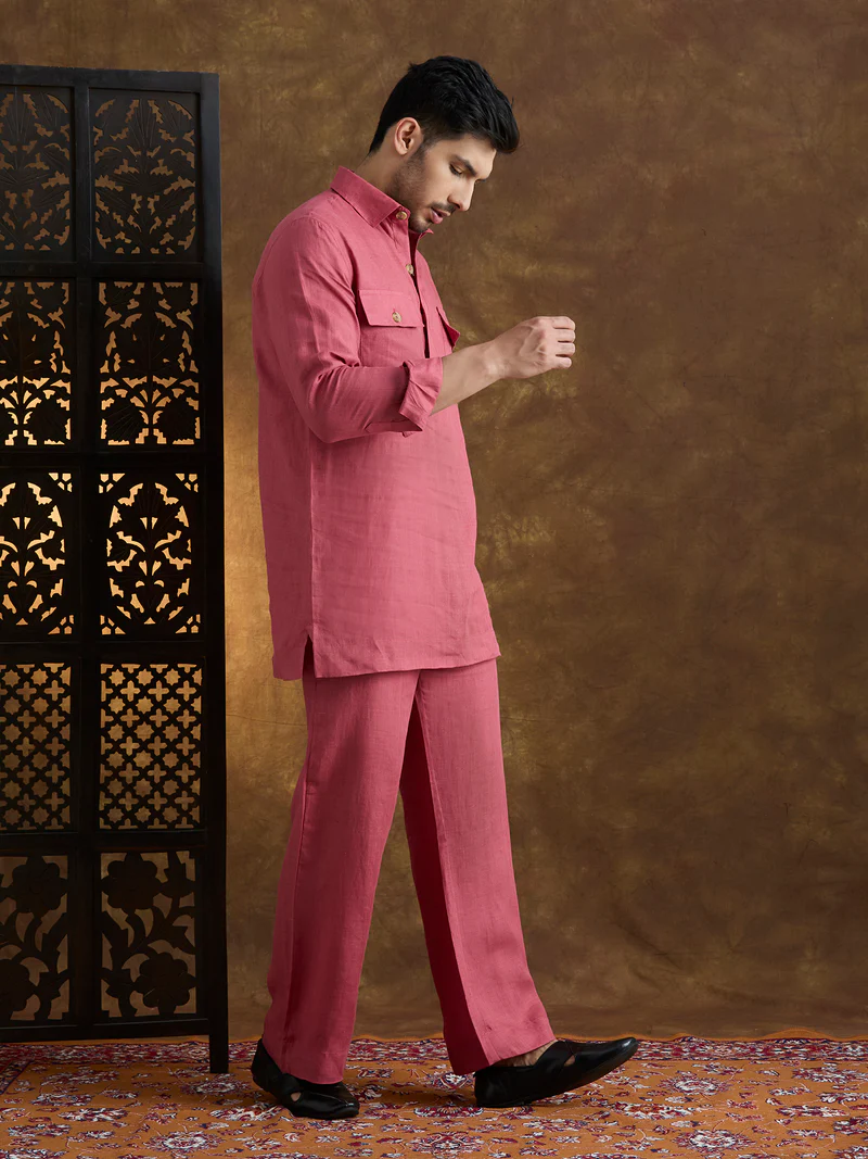 Arka | 100% Pure Linen Red Kurta Set