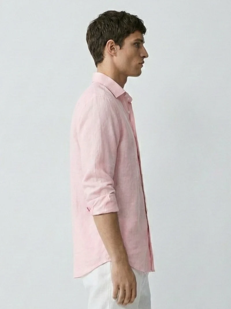 Blush Pink 100% Pure Linen Shirt