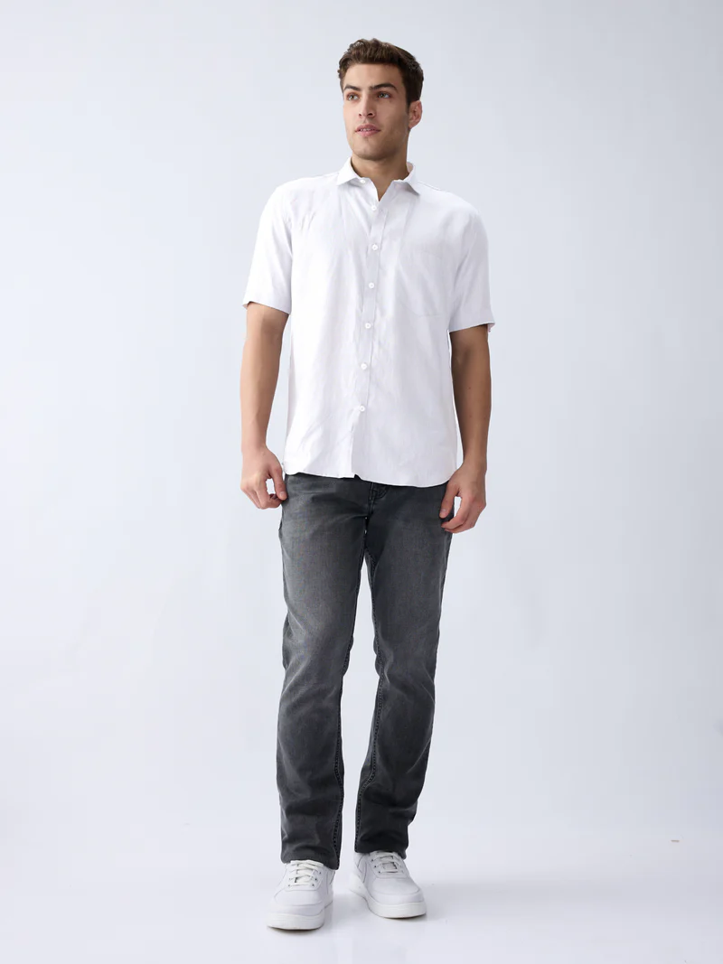 White 100% Pure Linen Half Sleeve