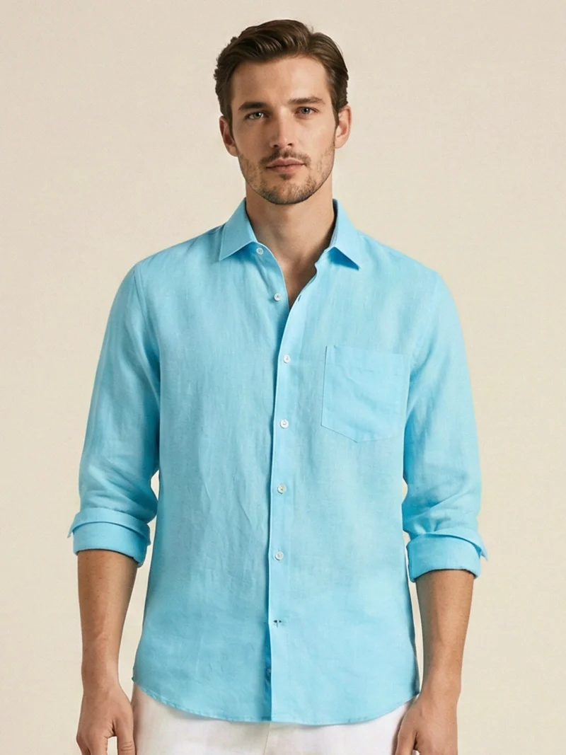 Sky Blue 100% Pure Linen Classic