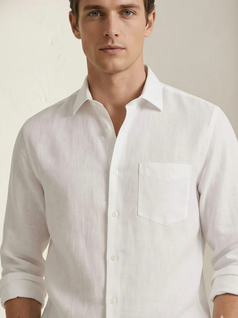 White 100% Pure Linen Classic