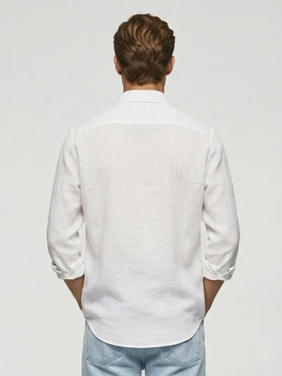 White Self Striped 100% Pure Linen Classic