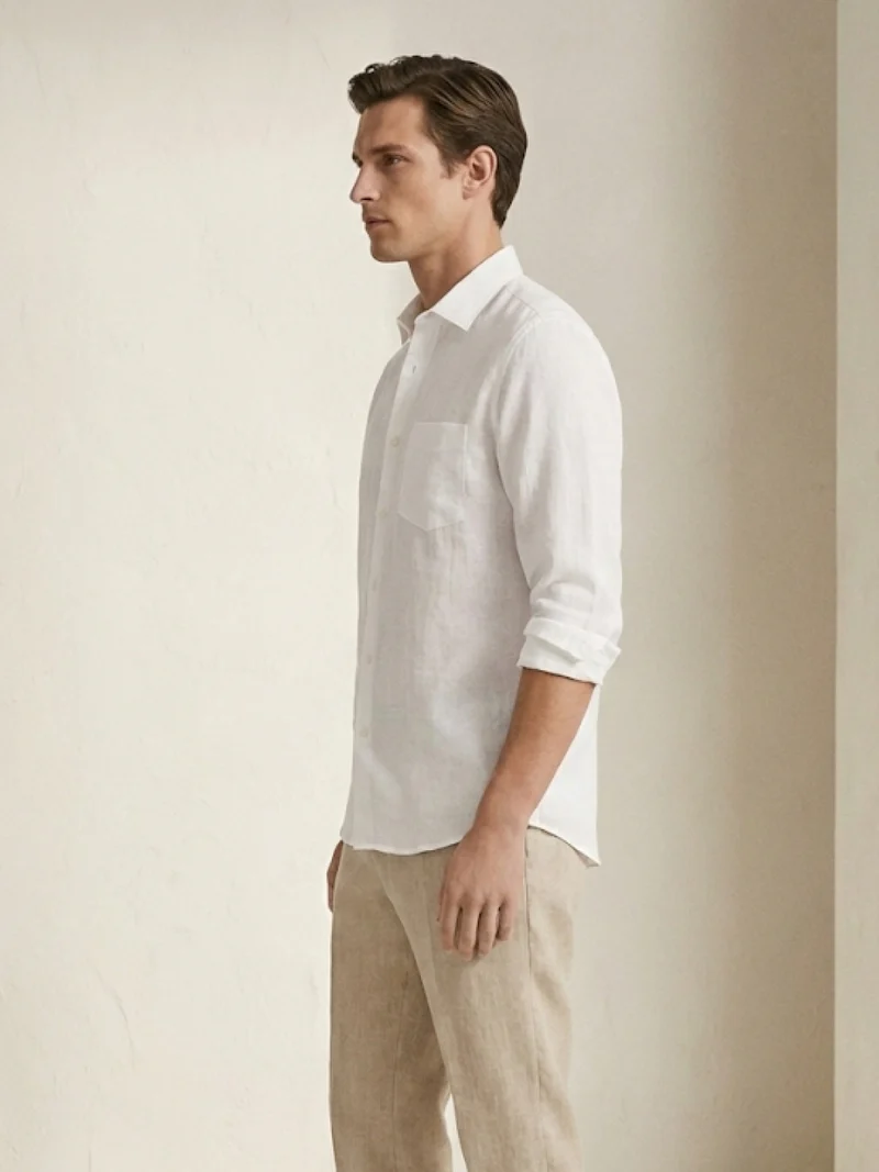 White 100% Pure Linen Classic