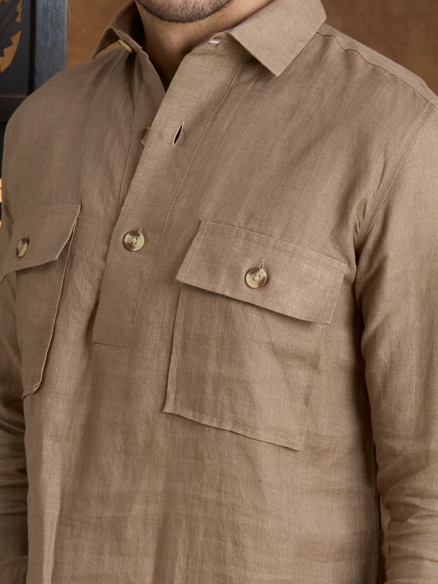 Arka | 100% Pure Linen Brown Kurta Set