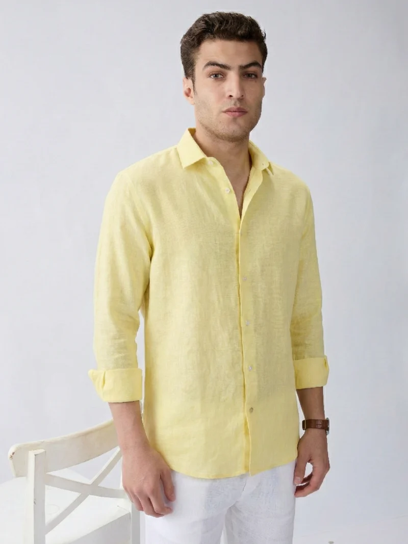 Lemon Yellow 100% Pure Linen Classic