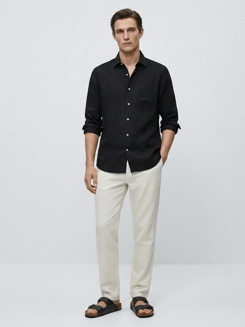 Black 100% Pure Linen Classic