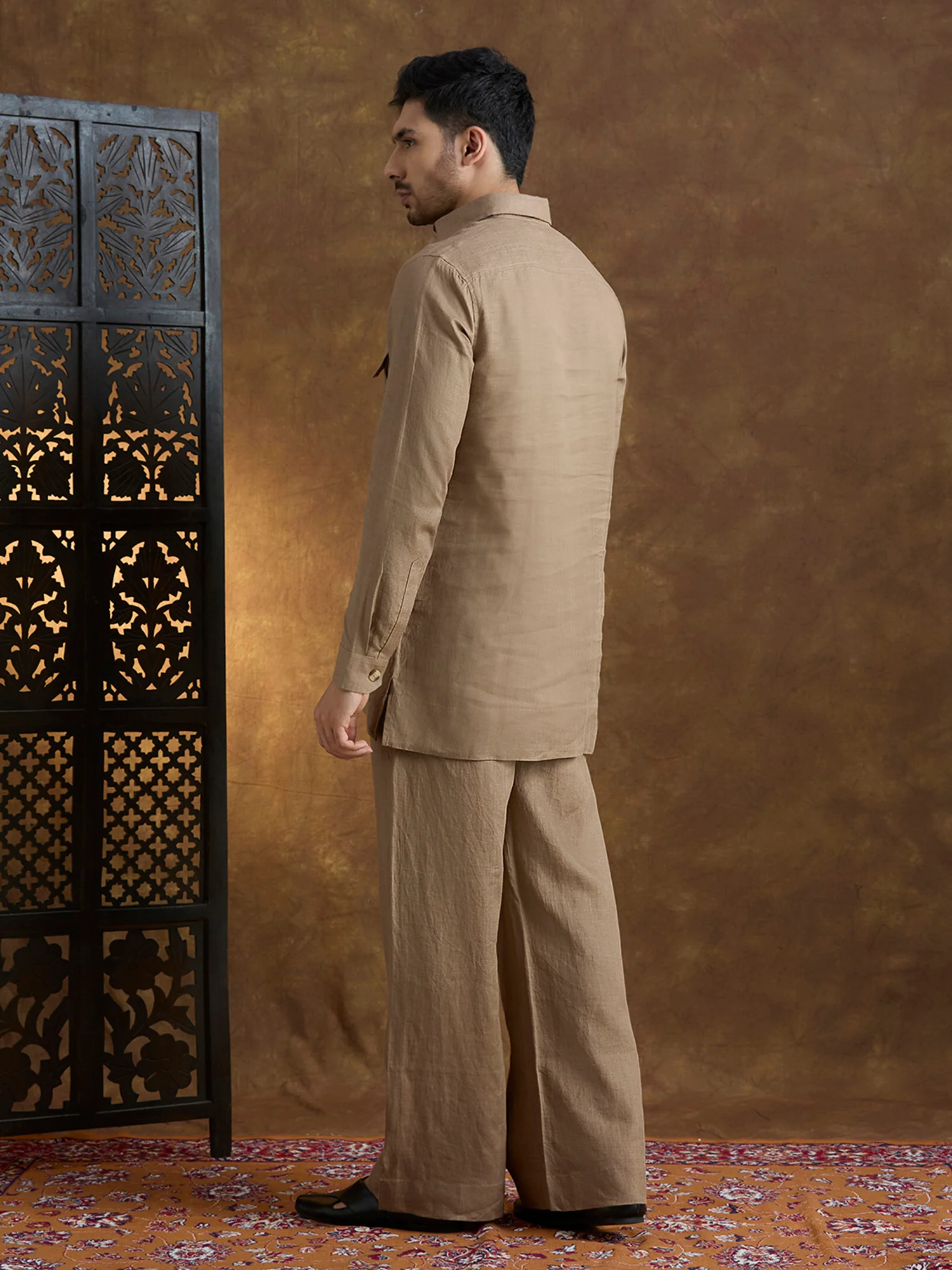 Arka | 100% Pure Linen Brown Kurta Set