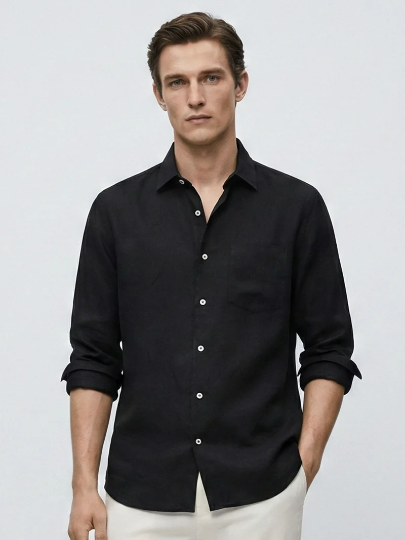 Black 100% Pure Linen Classic