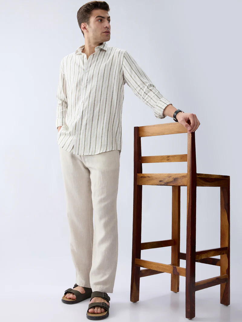 Beige 100% Pure Linen Everyday Pants