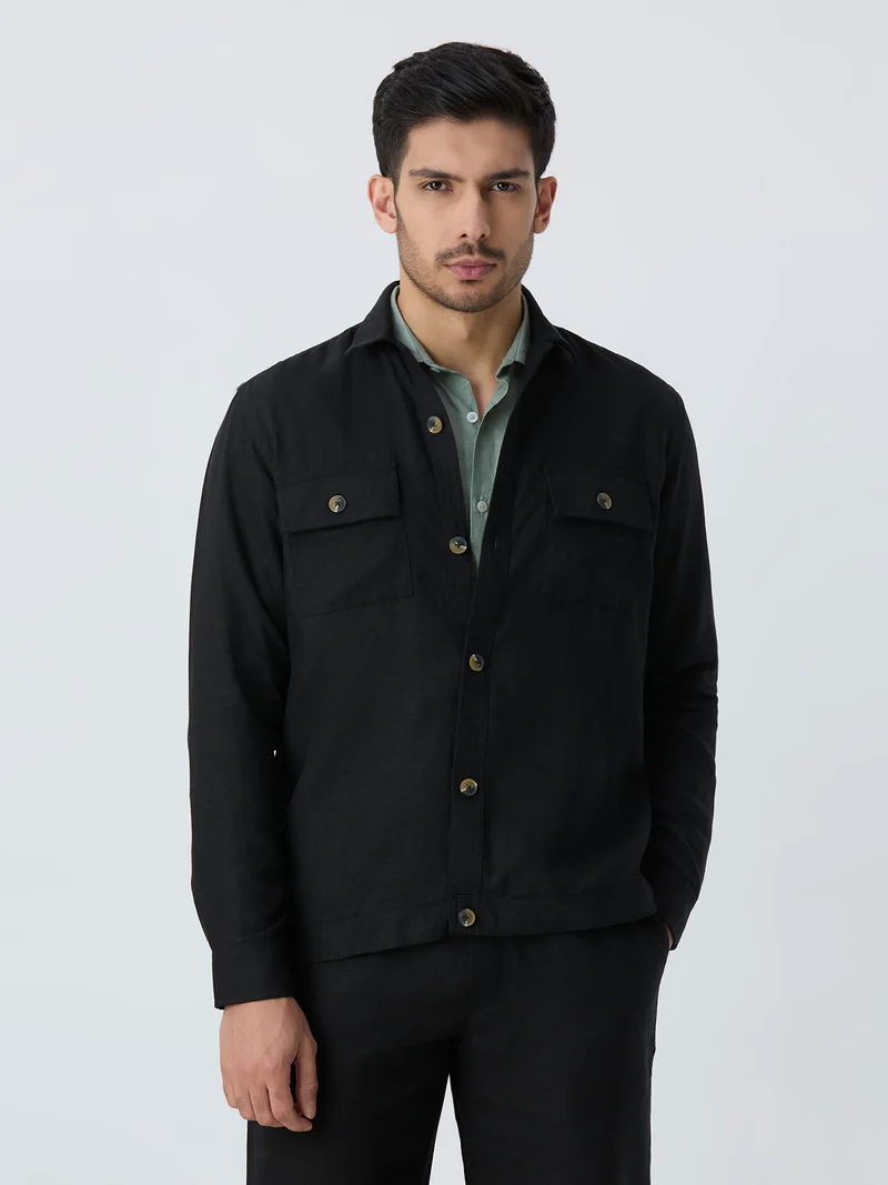 Black 100% Pure Linen Jacket
