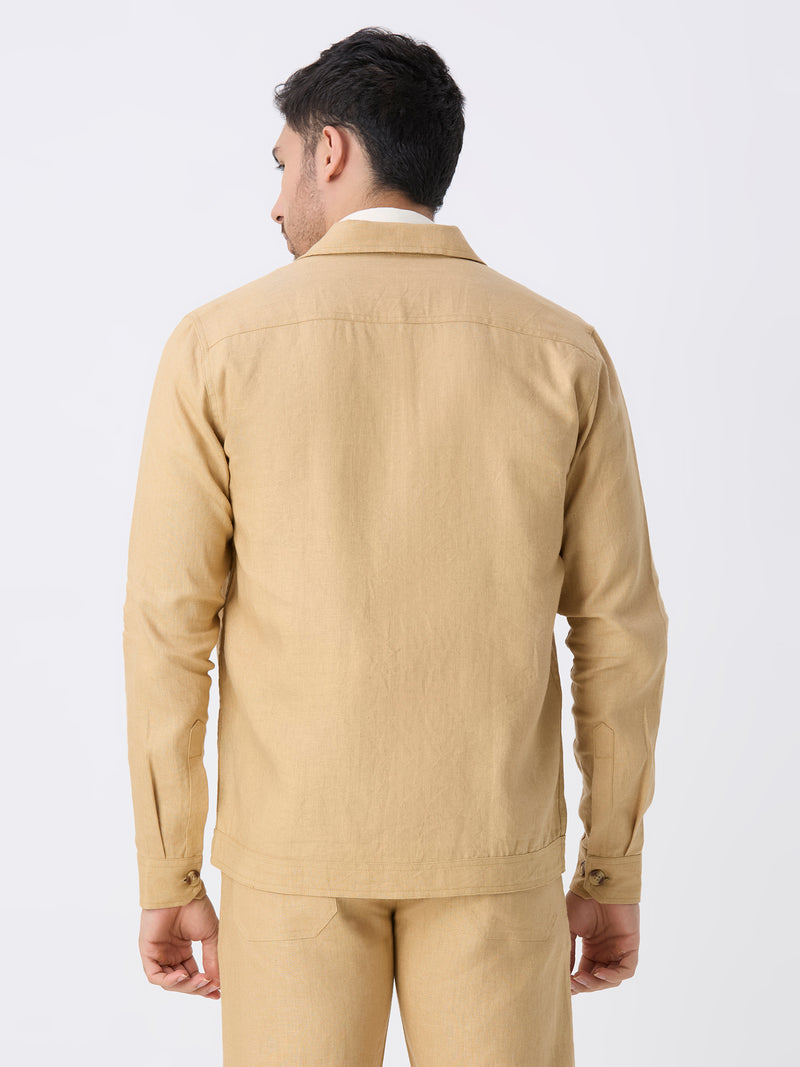 Khaki 100% Pure Linen Jacket