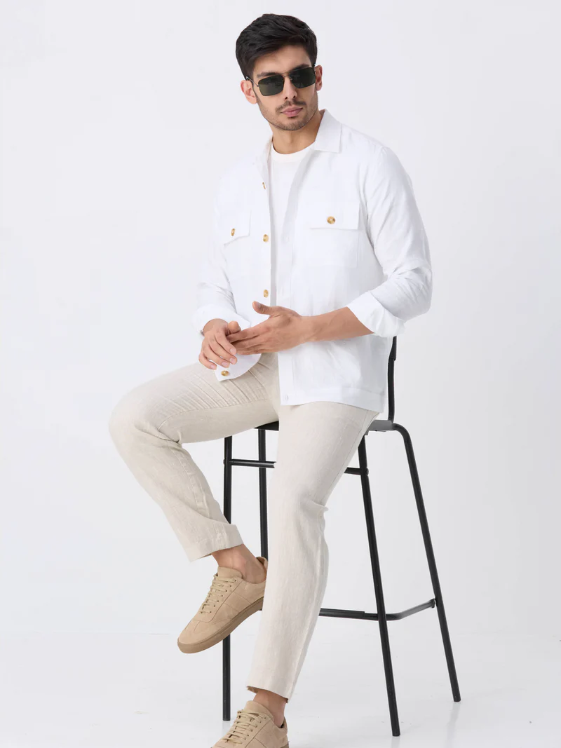 White 100% Pure Linen Jacket