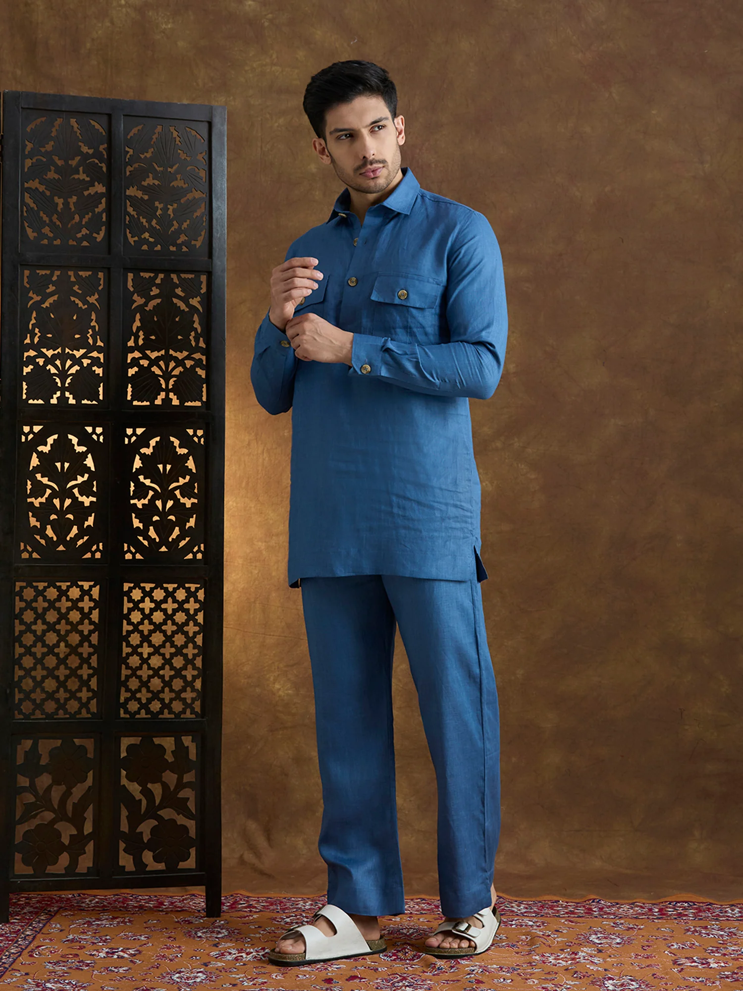 Arka | 100% Pure Linen Blue Kurta Set