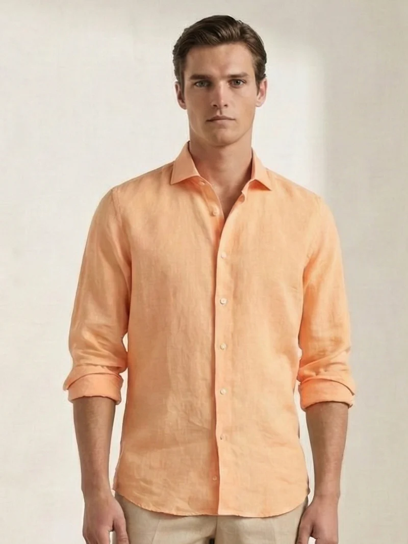 Tuscan Orange 100% Pure Linen Fabric