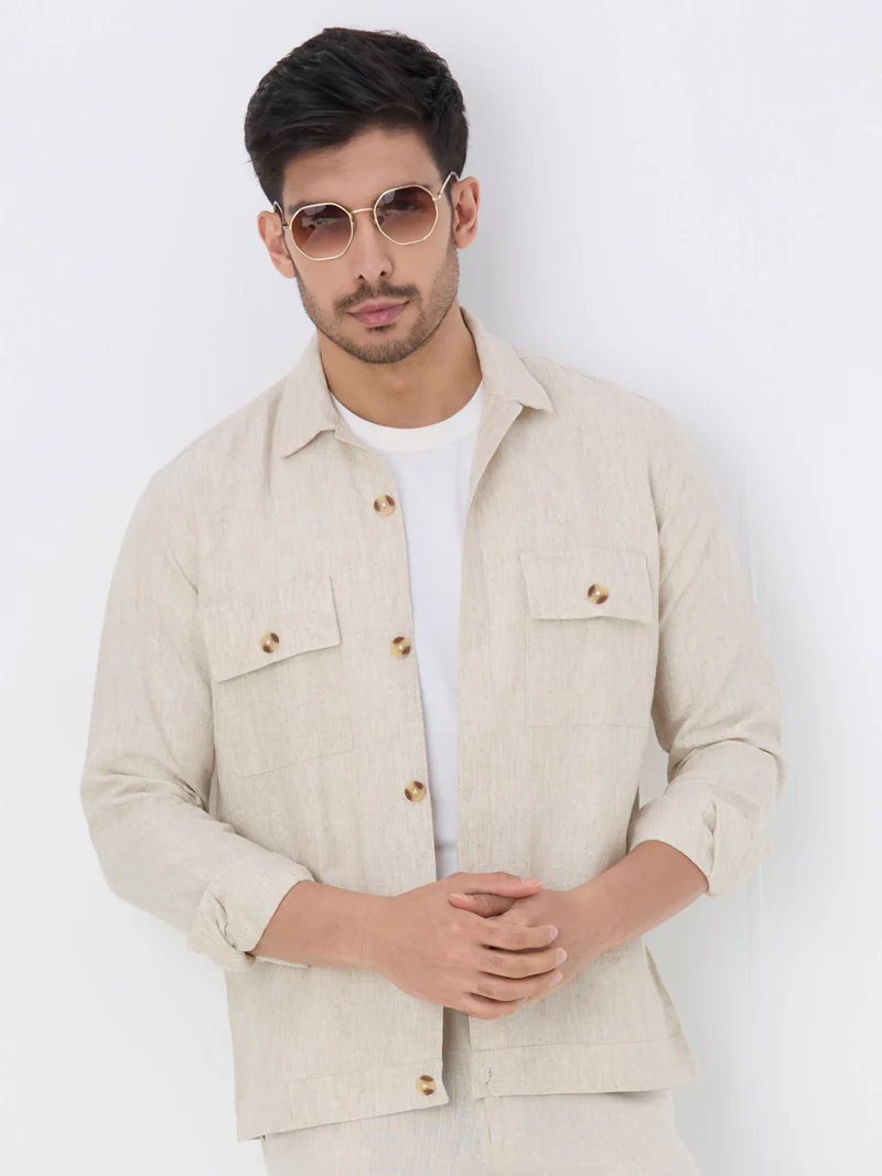 Beige 100% Pure Linen Jacket