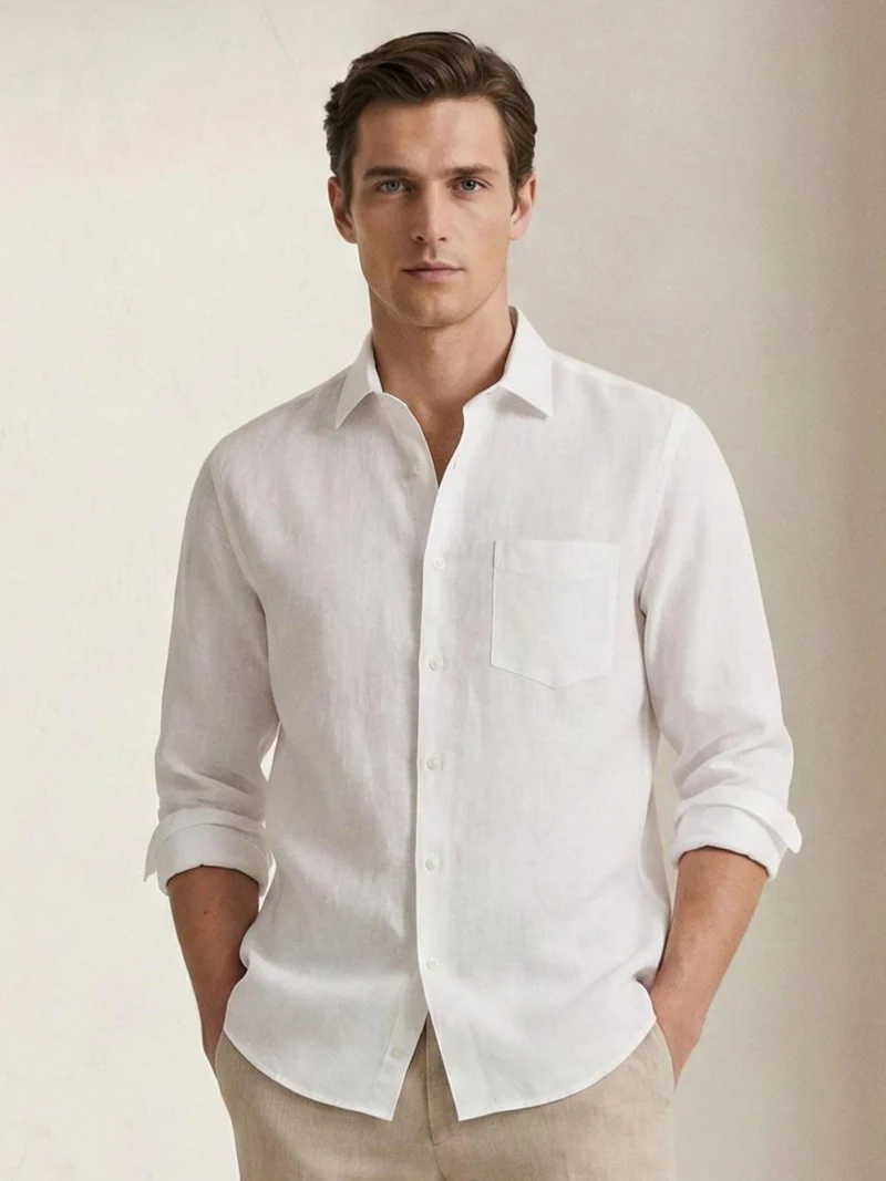 White 100% Pure Linen Classic Fabric