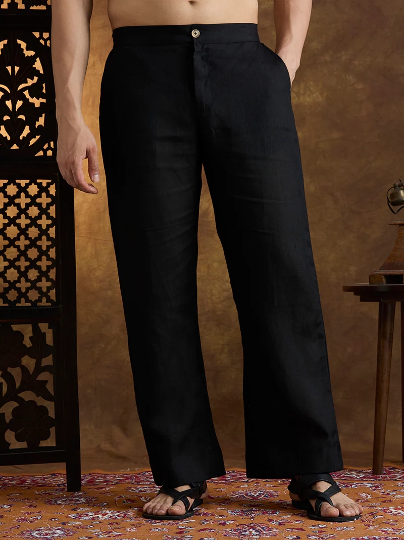 Arka | 100% Pure Linen Black Kurta Set