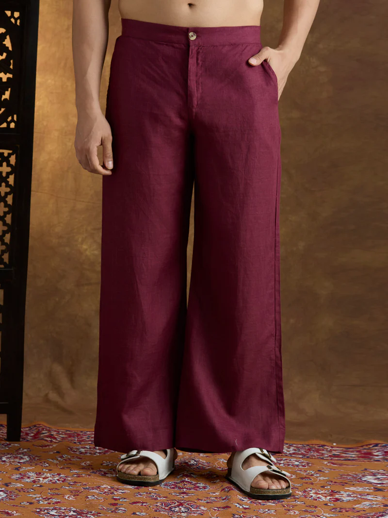 Arka | 100% Pure Linen Maroon Kurta Set