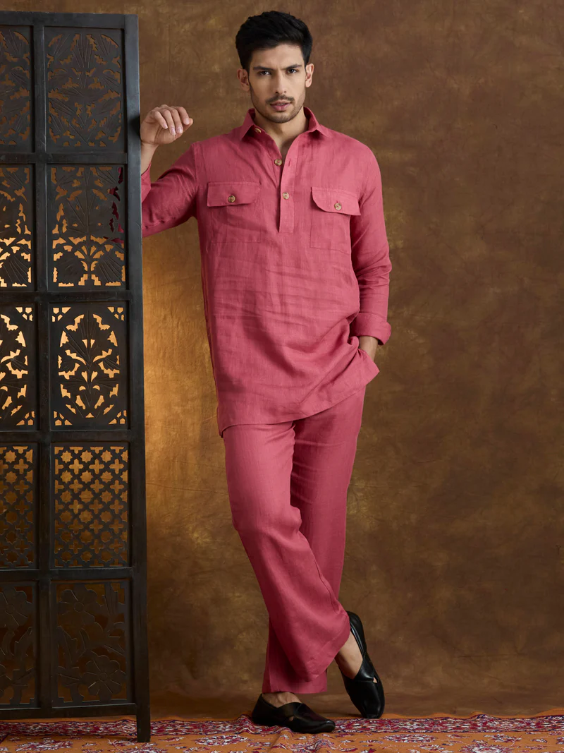 Arka | 100% Pure Linen Red Kurta Set
