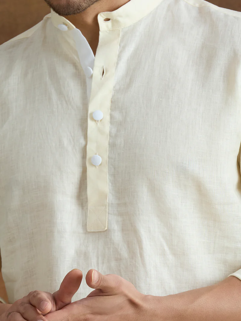 Vaayu | 100% Pure Linen Yellow Short Kurta hover